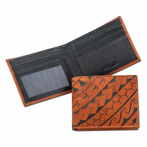 BourbonRFID - KM21 - Polynesian tattoo bifold wallet - Art: "Manu" by Eugene Ta'ase - NĀ KOA