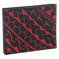 BlackWithRed - KM21 - Polynesian tattoo bifold wallet - Art: "Manu" by Eugene Ta'ase - NĀ KOA