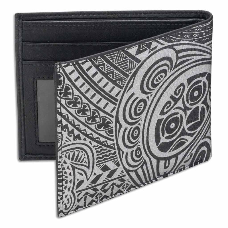 BlackwithSilverRFID- Hawaiian honu turtle tattoo wallet - NĀ KOA