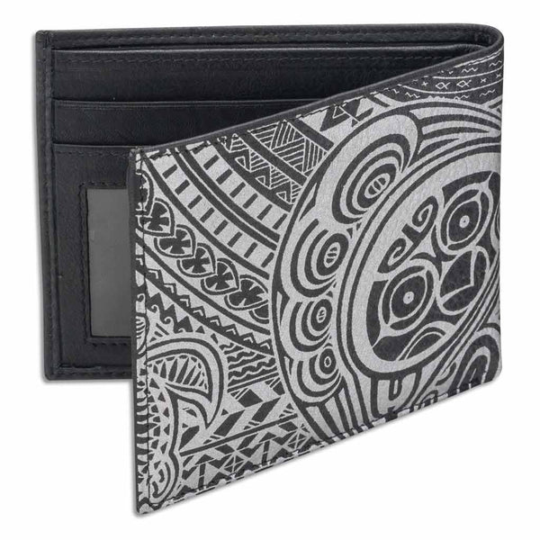 BlackwithSilverRFID- Hawaiian honu turtle tattoo wallet - NĀ KOA