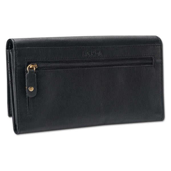 BlackwithSilverRFID - KW23 - Hawaiian tattoo clutch wallet - Art: "Ahona" by Kuaika Quenga - NĀ KOA