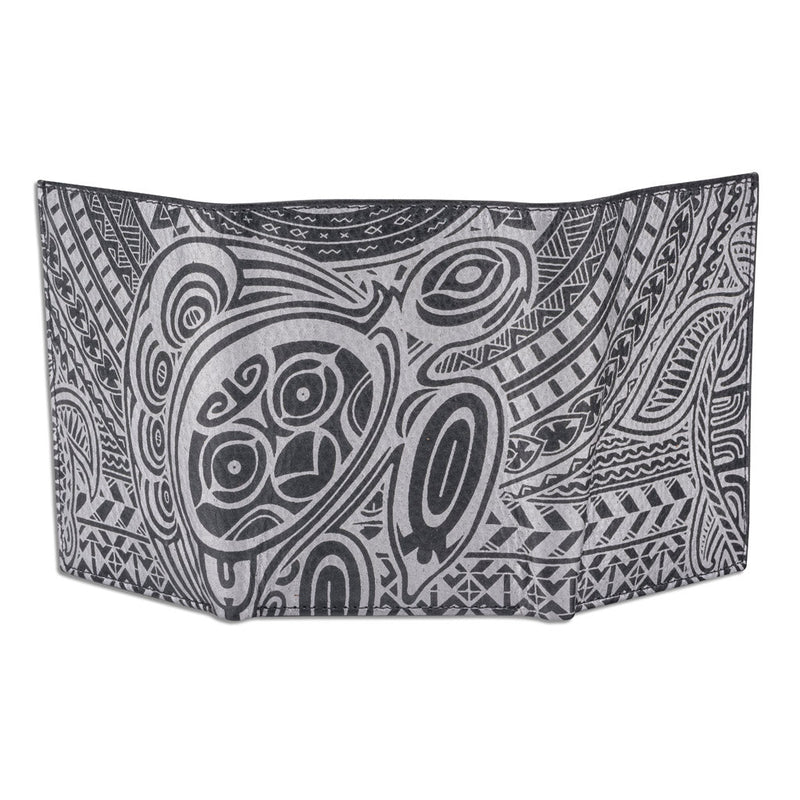 BlackWithSilverRFID - KT22 - Hawaiian tattoo trifold wallet - Art: 