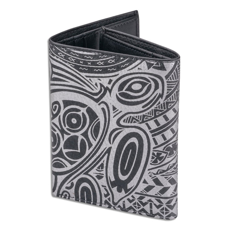 BlackWithSilverRFID - KT22 - Hawaiian tattoo trifold wallet - Art: 