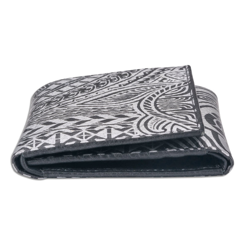 BlackWithSilverRFID - KT22 - Hawaiian tattoo trifold wallet - Art: 