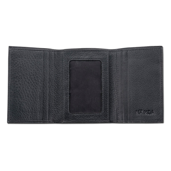 BlackWithSilverRFID - KT22 - Hawaiian tattoo trifold wallet - Art: " ‘Ohana" by Samson Harp - NĀ KOA