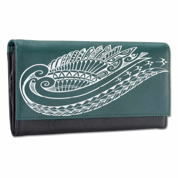 KW24 - Hawaiian Wing tattoo clutch wallet - Art: "Kaulele" by Megan Jones - NĀ KOA