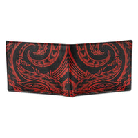 BlackWithRed RFID - Polynesian tattoo bifold wallet - Art: "Manu" by Eugene Ta'ase - NĀ KOA