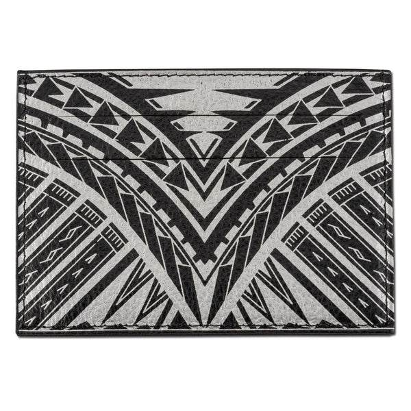 BlackwithSilverRFID - Polynesian tattoo card holder - "Weka" by Kuaika Quenga - NĀ KOA