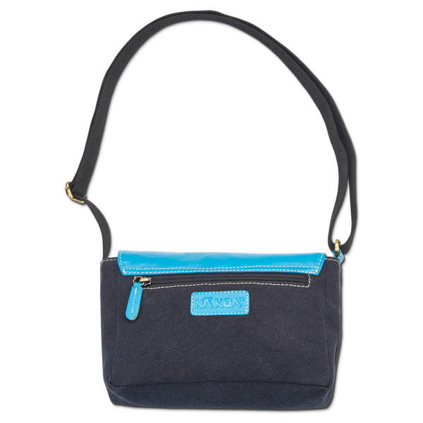 KP21 A - Polynesian Tattoo Crossbody Purse - Art: "Kaulele" by Megan Jones, Color: Aqua - NĀ KOA