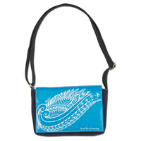 KP21 A - Polynesian Tattoo Crossbody Purse - Art: "Kaulele" by Megan Jones, Color: Aqua Blue - NĀ KOA