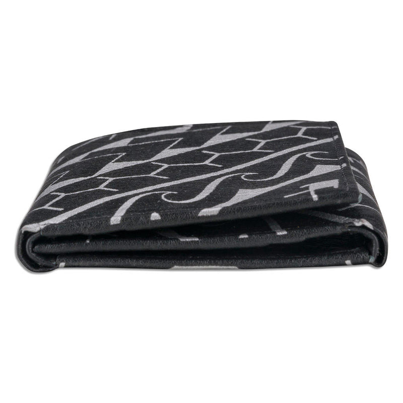 BlackWithSilverRFID1 - Polynesian tattoo trifold wallet - Art: 