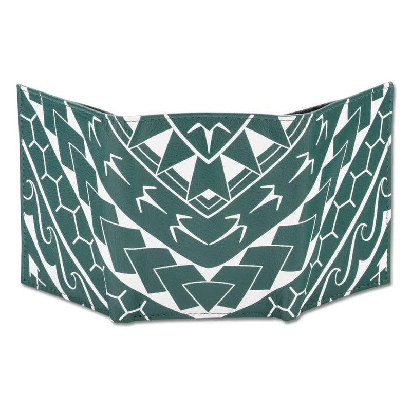 Green - Polynesian tattoo trifold wallet - Art: 