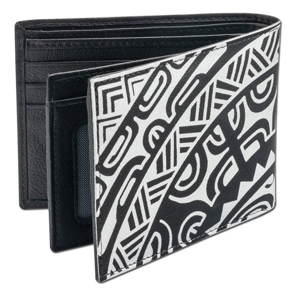 BlackwithSilver - Polynesian tattoo wallet with flip ID - Art: 