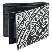 BlackwithSilver - Polynesian tattoo wallet with flip ID - Art: "Te Metua Tane" by Sulu'ape Pili Mo'o - NĀ KOA