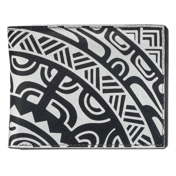 BlackwithSilver - Polynesian tattoo wallet with flip ID -by Sulu'ape Pili Mo'o - NĀ KOA