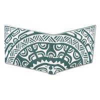 Green KM33 - Polynesian tattoo wallet with flip ID - Art: "Te Metua Tane" by Sulu'ape Pili Mo'o - NĀ KOA