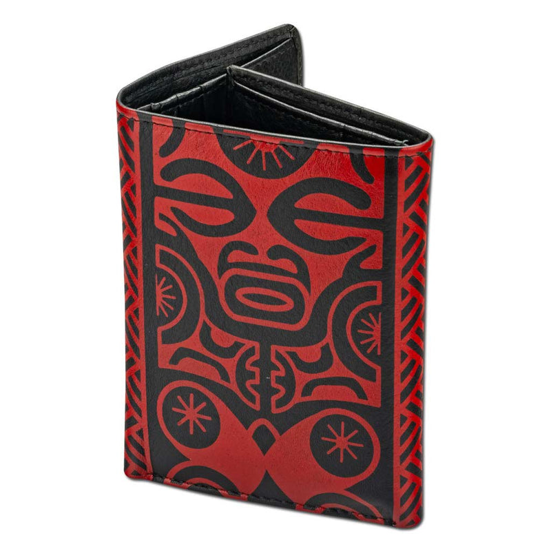 BlackWithRedRFID - Trifold Wallet - French Polynesian tattoo trifold wallet - Art: 