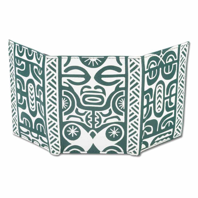 Green Trifold Wallet - SALE French Polynesian tattoo trifold wallet - Art: 