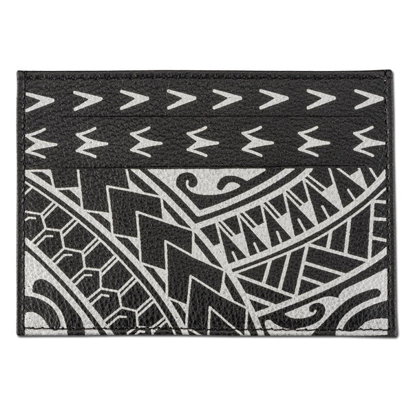 BlackwithSilver - KK22 - Samoan tattoo card holder - Art: "Hiku" by Eugene Ta'ase - NĀ KOA
