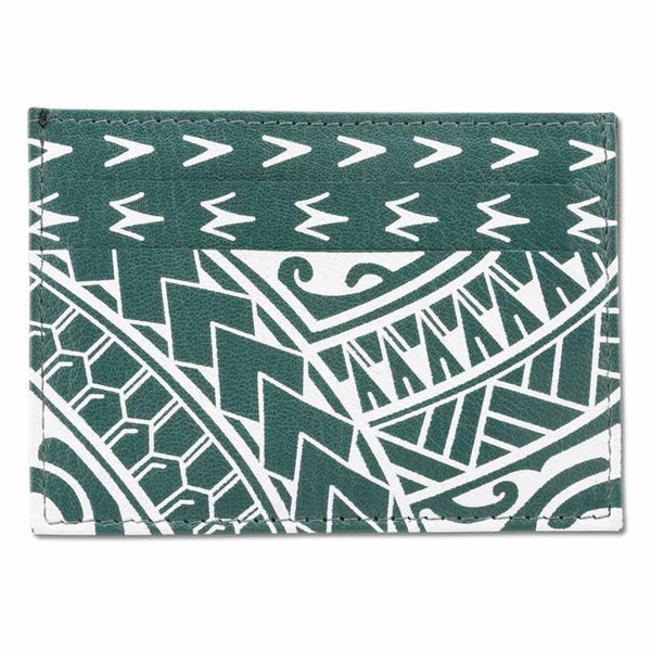 Green - KK22 - Samoan tattoo card holder - Art: "Hiku" by Eugene Ta'ase - NĀ KOA