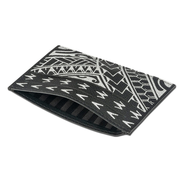 BlackwithSilver - KK22 - Samoan tattoo card holder - Art: "Hiku" by Eugene Ta'ase - NĀ KOA