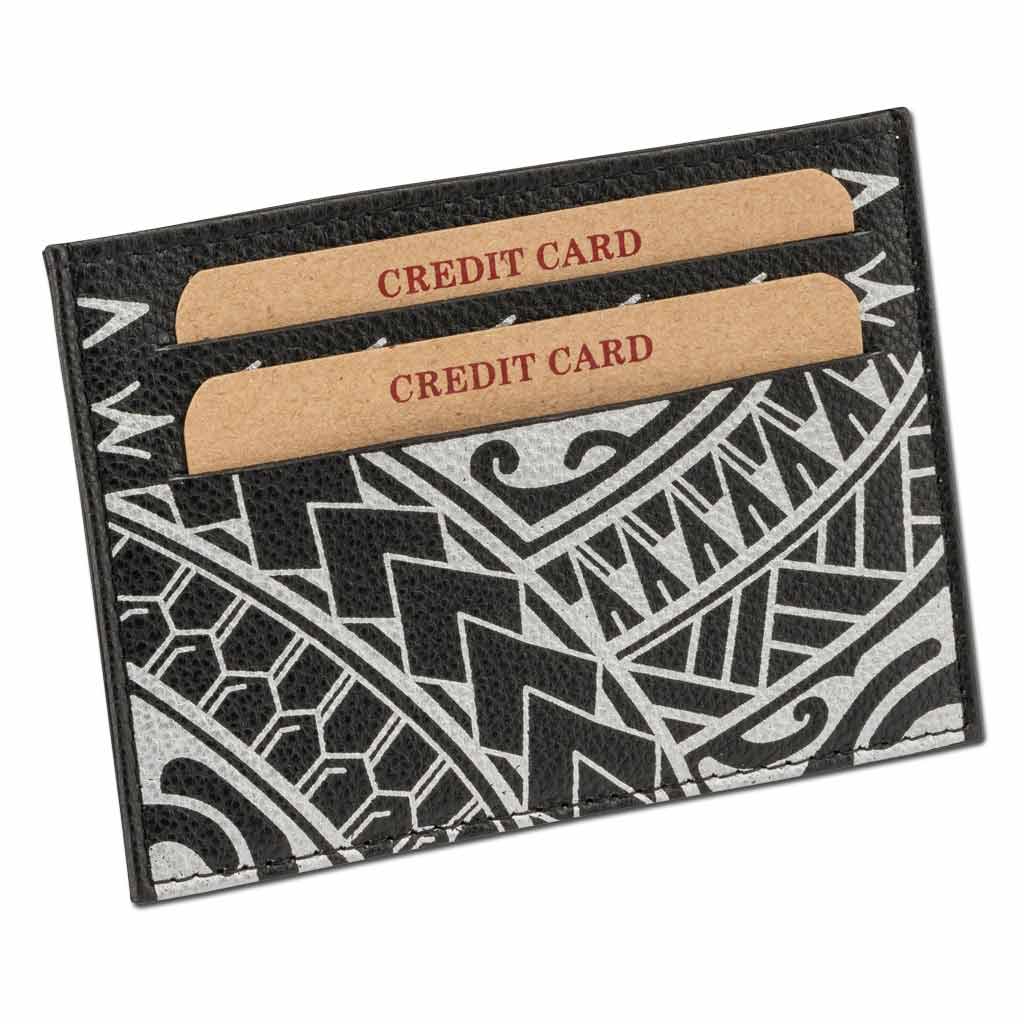 BlackwithSilverRFID - KK22 - Samoan tattoo card holder - Art: 