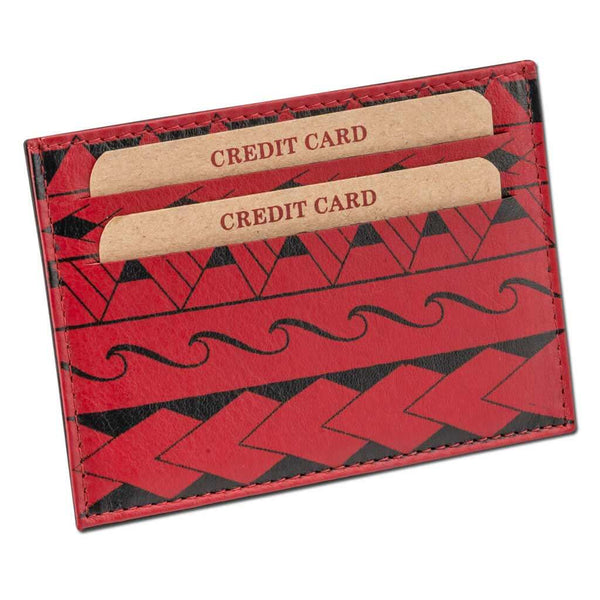 Red - KK21 - Samoan tattoo card holder - Art: "Loa" by Eugene Ta'ase - NĀ KOA