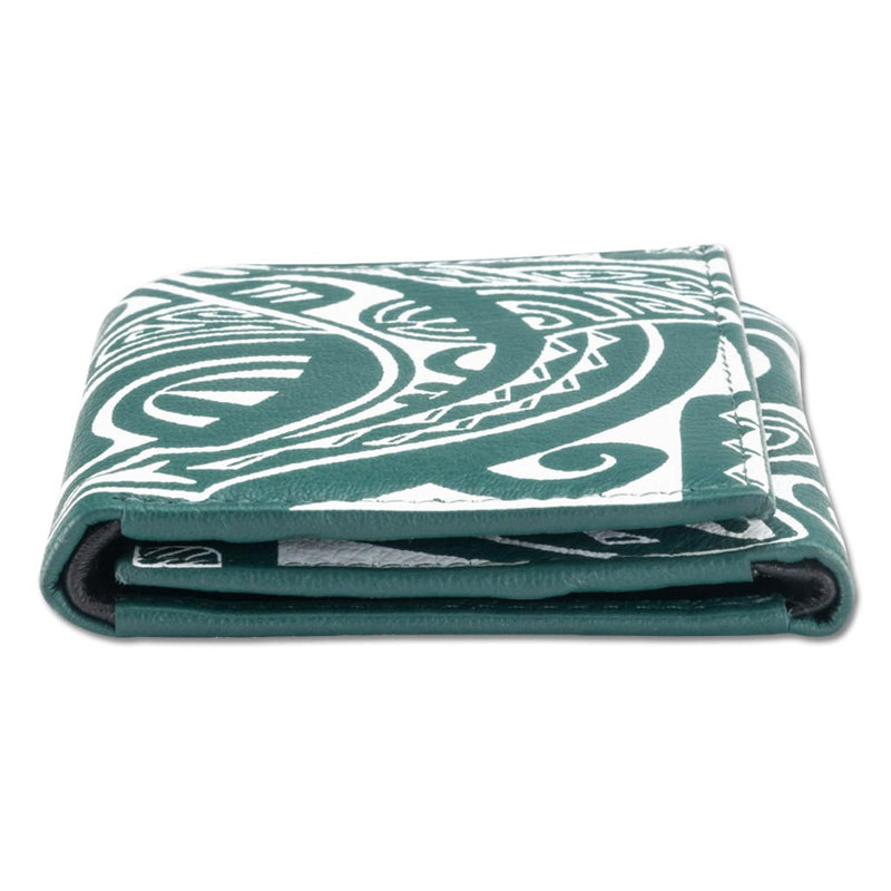 Green KT23 - Tahitian shark tattoo trifold wallet - Art: 