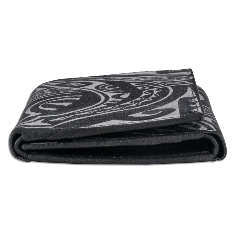 BlackWithSilver - Tahitian shark tattoo trifold wallet - Art: 