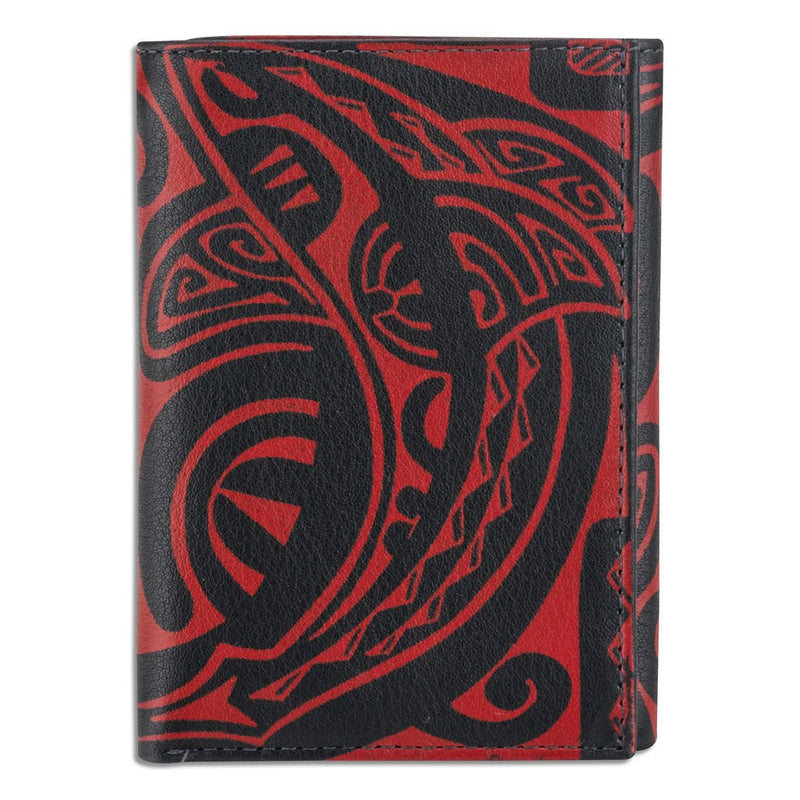 BlackWithRed KT23 - Tahitian shark tattoo trifold wallet - Art: 