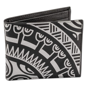 BlackWithSilver - KM27 - French Polynesian tattoo wallet - Art: "Ta'aroa" by Sulu'ape Pili Mo'o - NĀ KOA