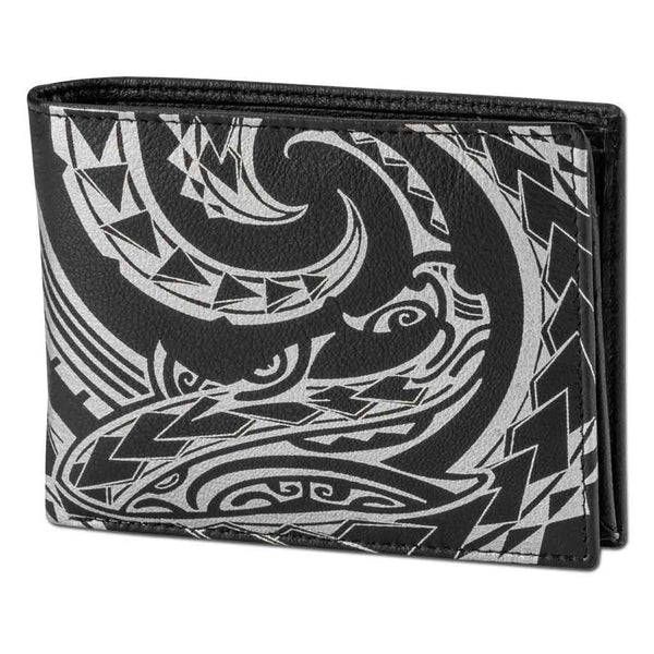 KM31 - Hawaiian shark tattoo wallet with flip ID - Art: "Mano" by Kuaika Quenga - NĀ KOA