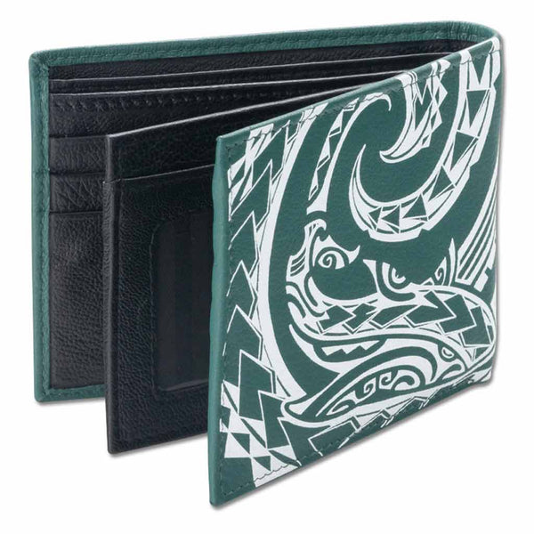 KM31 - Hawaiian shark tattoo wallet with flip ID - Art: "Mano" by Kuaika Quenga - NĀ KOA