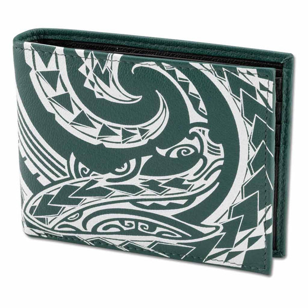 KM31 - Hawaiian shark tattoo wallet with flip ID - Art: "Mano" by Kuaika Quenga - NĀ KOA