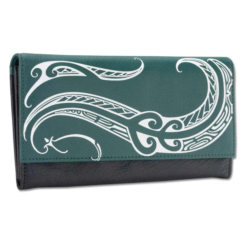 Green - KW23 - Hawaiian tattoo clutch wallet - Art: 