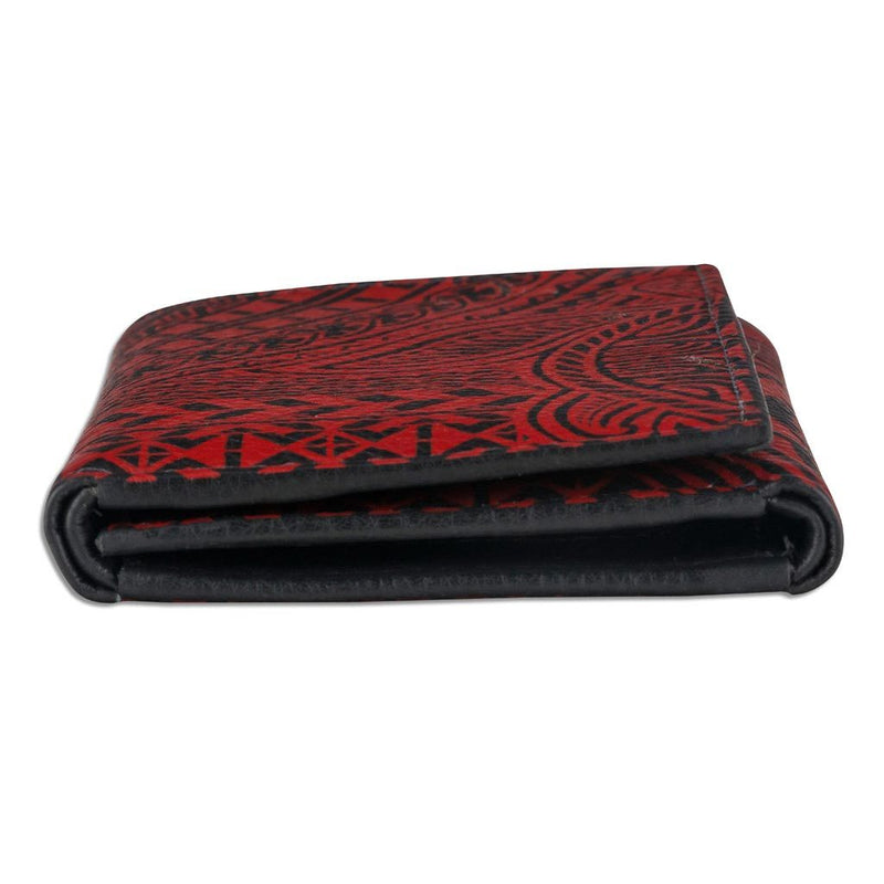 BlackWithRedRFID - KT22 - Hawaiian tattoo trifold wallet - Art: 