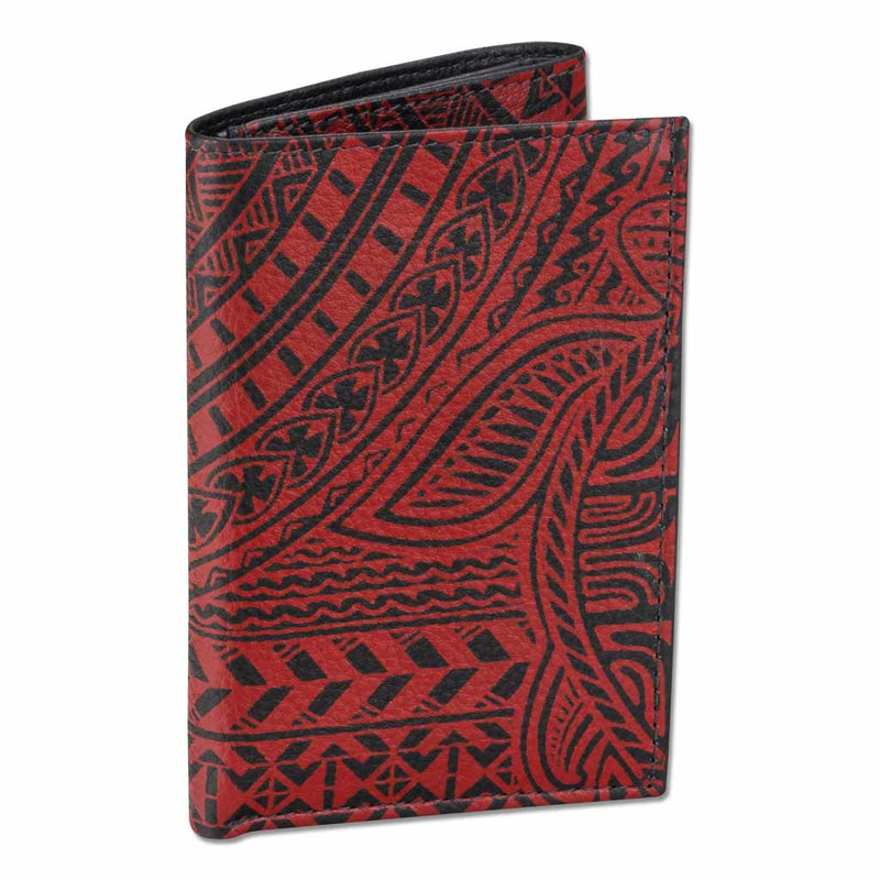 BlackWithRedRFID - KT22 - Hawaiian tattoo trifold wallet - Art: 