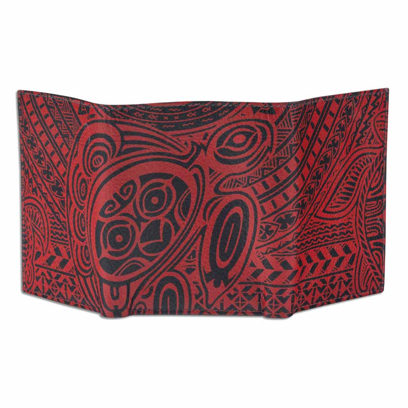 BlackWithRedRFID - KT22 - Hawaiian tattoo trifold wallet - Art: 