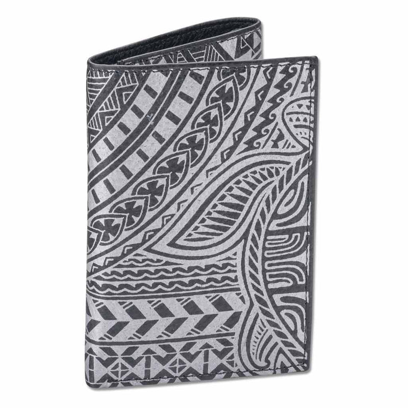 BlackWithSilverRFID - KT22 - Hawaiian tattoo trifold wallet - Art: 