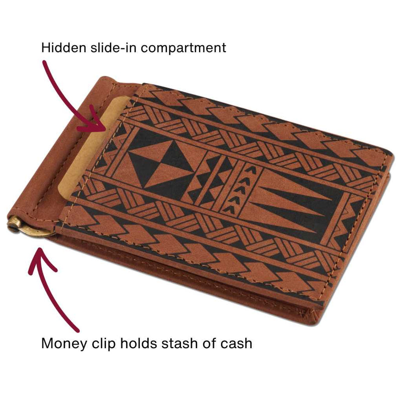 KS23 - Polynesian Money Clip Wallet - Art: Siapo by Tricia Allen - NĀ KOA