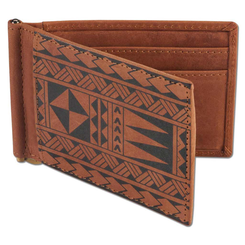 KS23 - Polynesian Money Clip Wallet - Art: Siapo by Tricia Allen - NĀ KOA