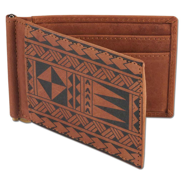 KS23 - Polynesian Money Clip Wallet - Art: Siapo by Tricia Allen - NĀ KOA