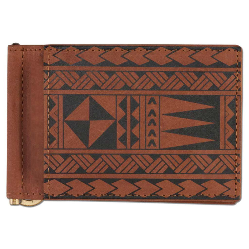 KS23 - Polynesian Money Clip Wallet - Art: Siapo by Tricia Allen - NĀ KOA