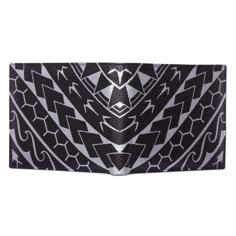 BlackwithSilverRFID - KM21 - Polynesian tattoo bifold wallet - Art: 