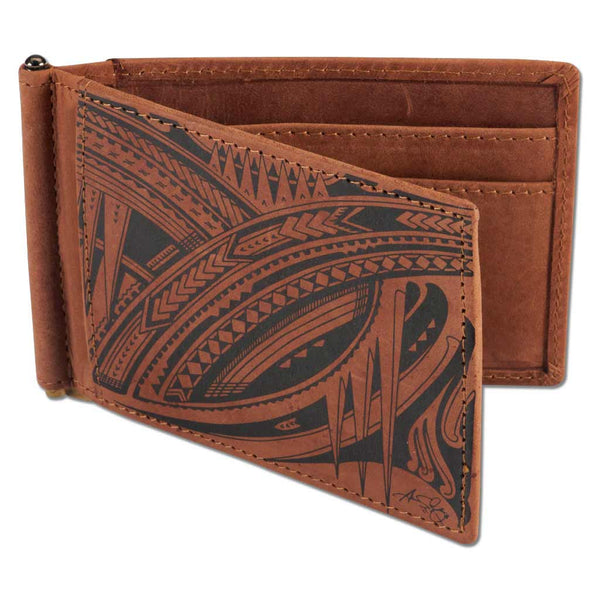 KS22 - Polynesian Tattoo Money Clip Wallet - Art: Moli by Sulu’ape Akiu Sale - NĀ KOA