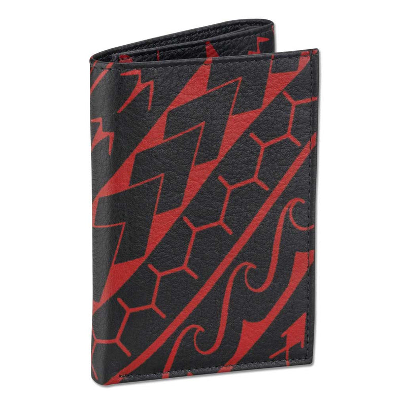 BlackWithRedRFID - KT21 - Polynesian tattoo trifold wallet - Art: 