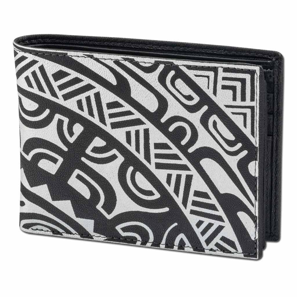 BlackwithSilver - KM33 - Polynesian tattoo wallet with flip ID - Art: 