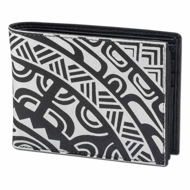 BlackwithSilver - KM33 - Polynesian tattoo wallet with flip ID - Art: 