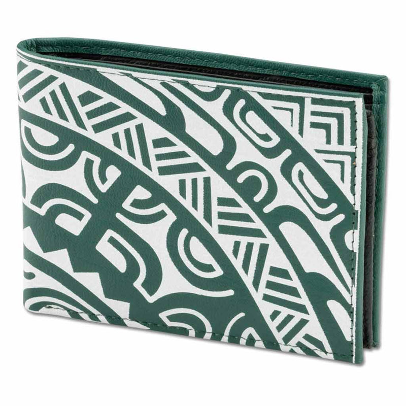 Green - KM33 - Polynesian tattoo wallet with flip ID - Art: 