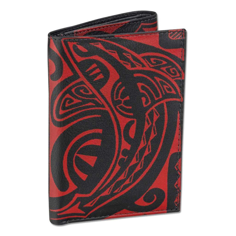 BlackWithRed - KT23 - Tahitian shark tattoo trifold wallet - Art: 